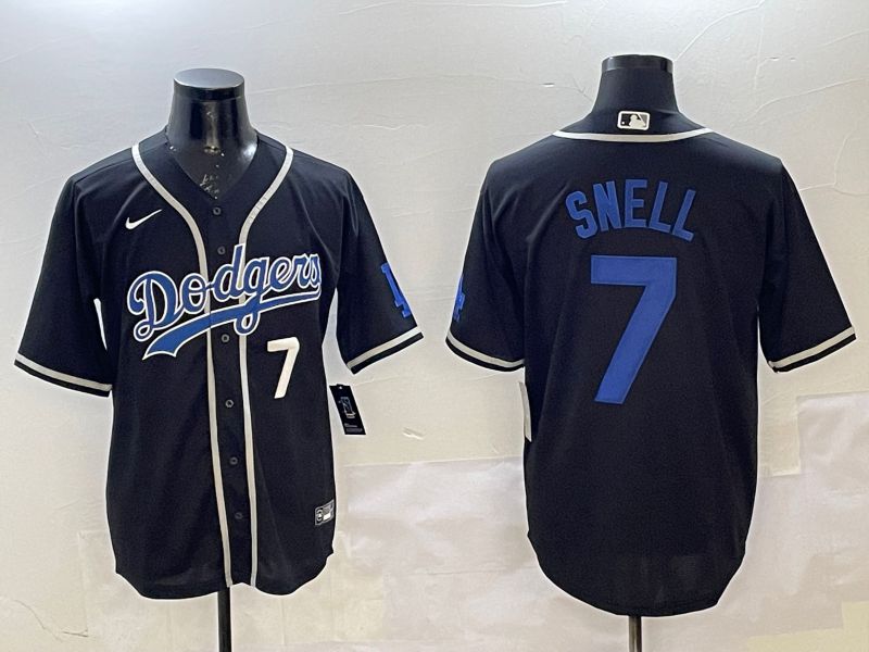 Men Los Angeles Dodgers 7 Snell Black Fashion Game 2025 Nike MLB Jersey style 11